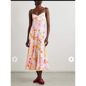 La Ligne Luca Printed Silk Midi Dress Size: S